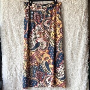 Popana Maxi Skirt with Paisley Pattern - Navy and Cream.